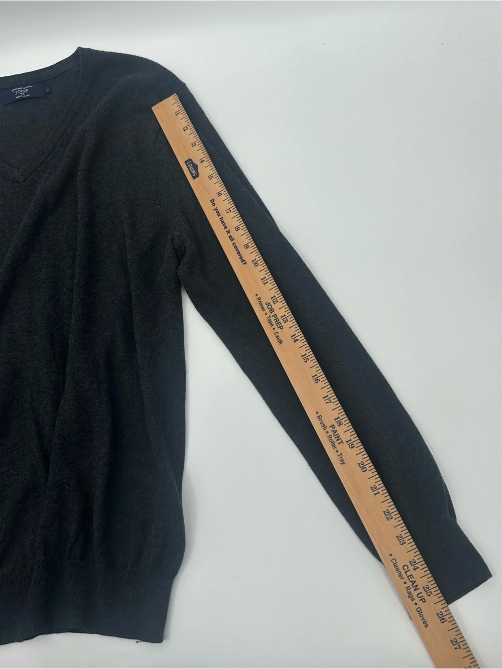 J.Crew Mens Cotton Cashmere V Neck Sweater Charcoal Black 17736 Large L